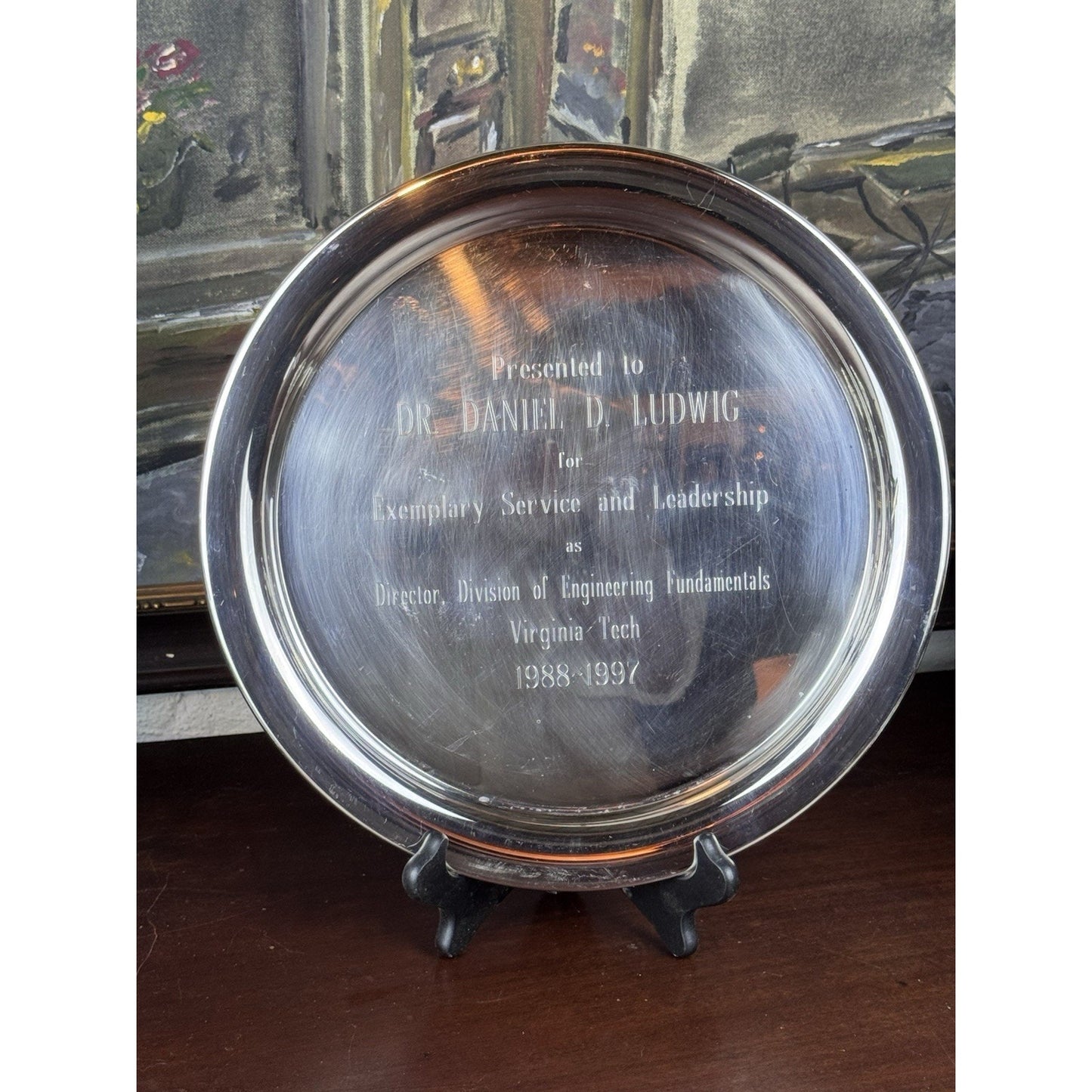 Silverplate Tray Leonard 12” Virginia Tech Dr Daniel Ludwig Presentation 1997