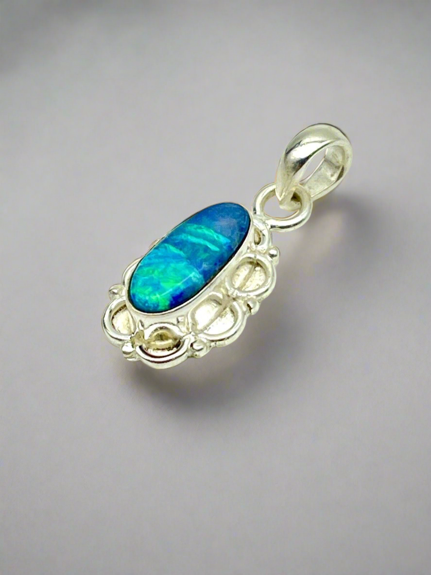 Australian Opal Artisan Pendant In Sterling Setting Exquisite New Without Tags