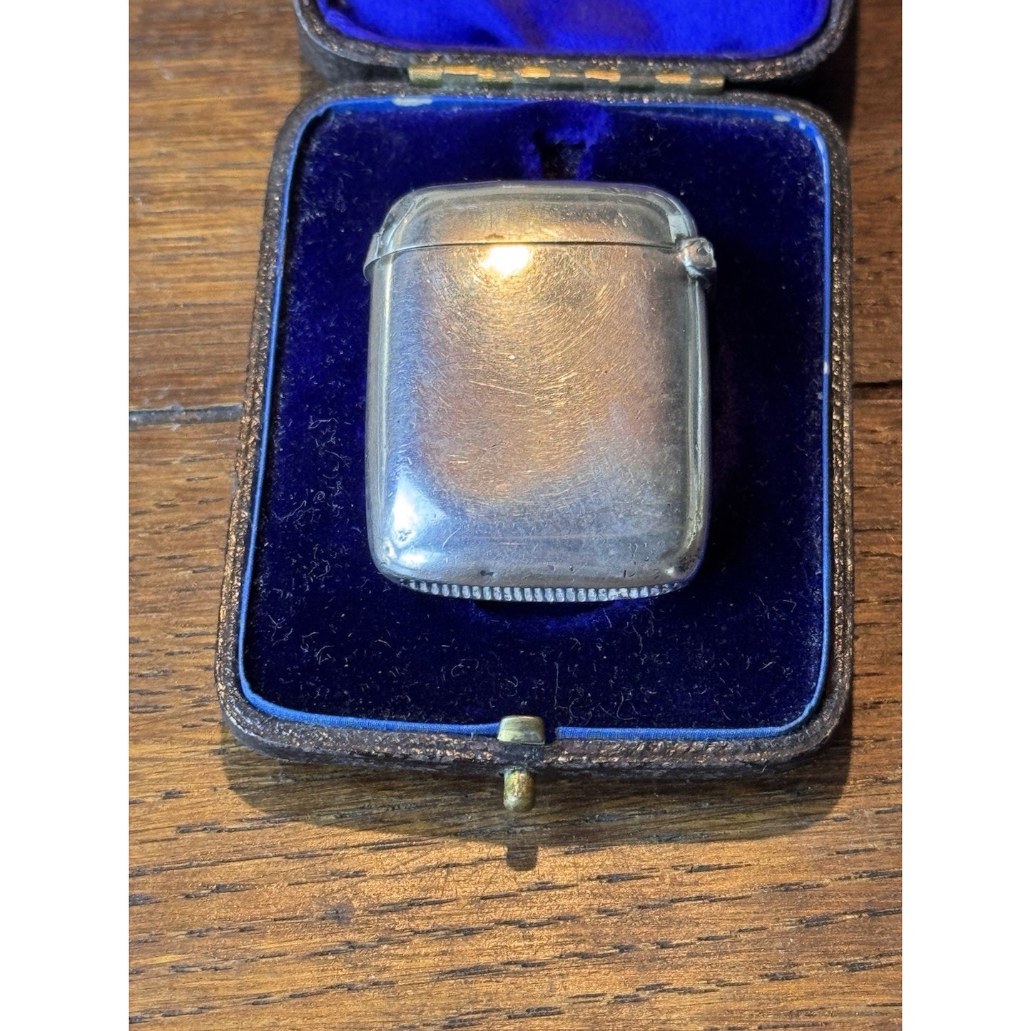 Antique Vesta Match Case Victorian Sterling Silver Birmingham 1.5” x 1.25” Mono