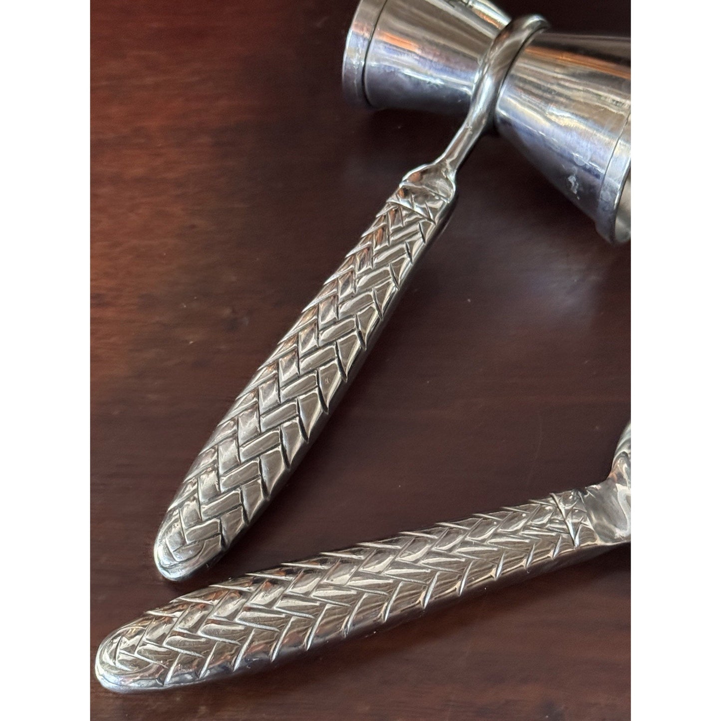 Ralph Lauren RLL Barware Ice Scoop Jigger Set 8” Equestrian Braid 18/8 Stainless
