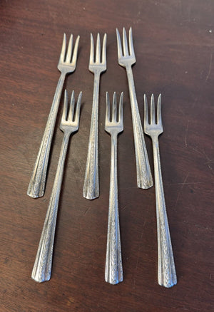 Vintage Cocktail Forks Set 6 Wallace Silverplate Floral Pattern