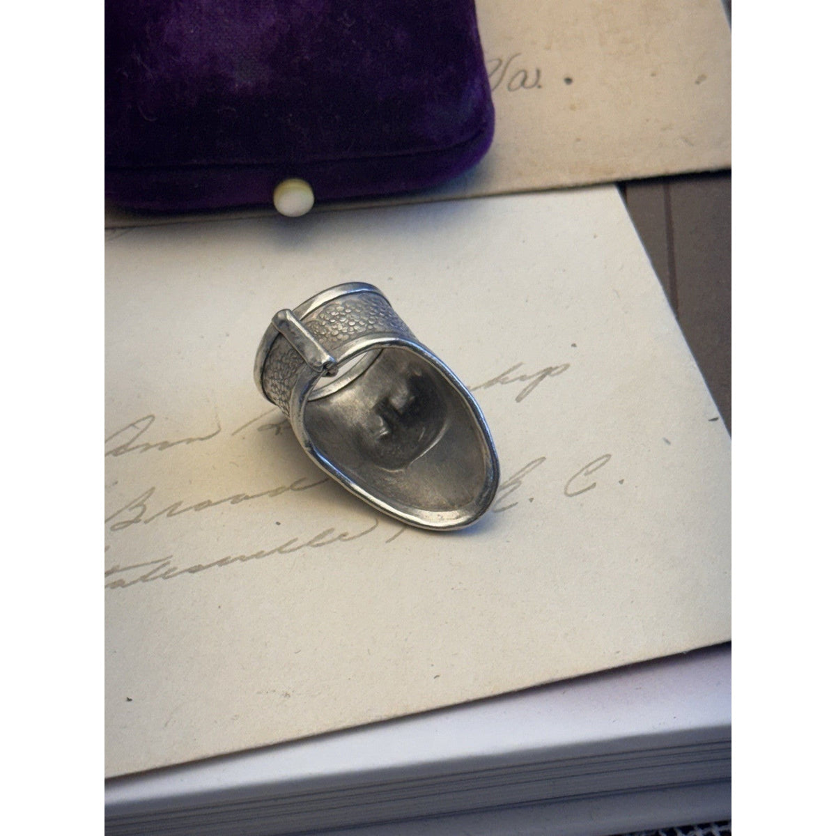 Silver Ring Thai Elephant Artisan Adjustable Size 6 Statement Wide Band 1.25”