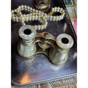 Antique Lemaire Paris Mother of Pearl Opera Glasses Binoculars Blanche CLEANED!