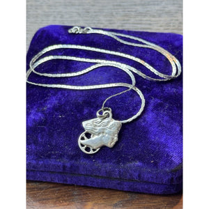 Art Nouveau Style Sterling Silver Woman Pendant Necklace 19.75” Italy 925 1”