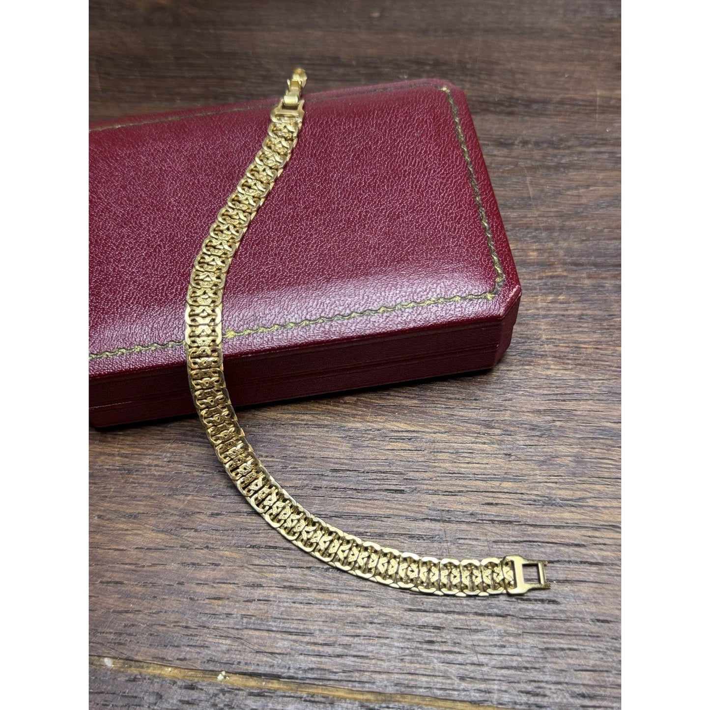 Vintage Napier Goldtone Link Bracelet 6.75” Wide Textured Designer Bracelet