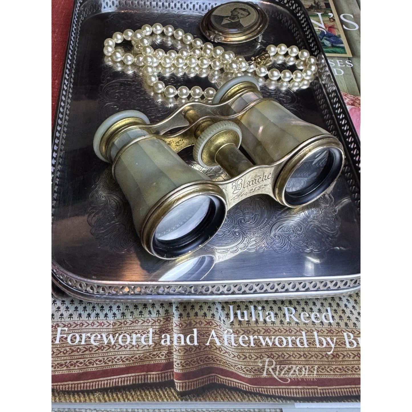 Antique Lemaire Paris Mother of Pearl Opera Glasses Binoculars Blanche CLEANED!