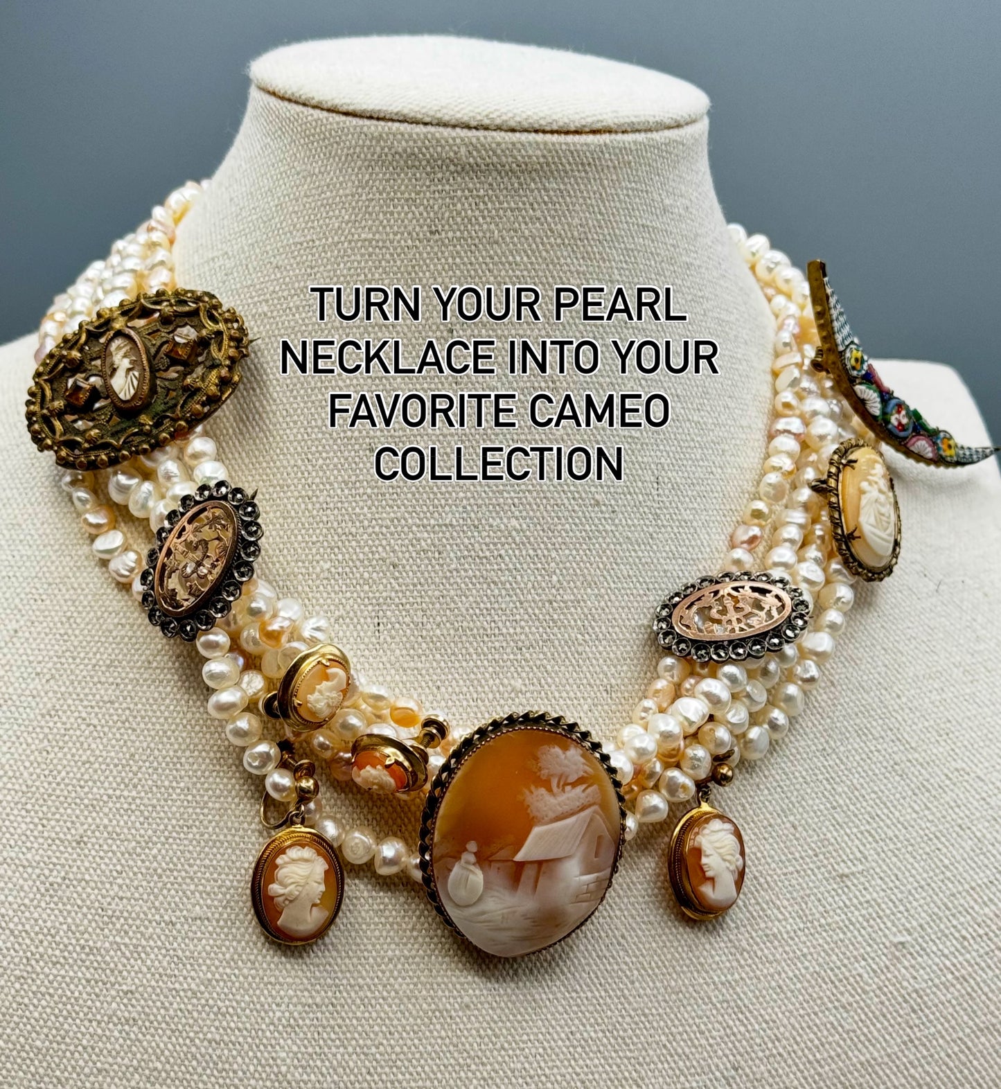 Vintage 5 Strand Freshwater Pearl Necklace Goldtone Clasp 17.5”