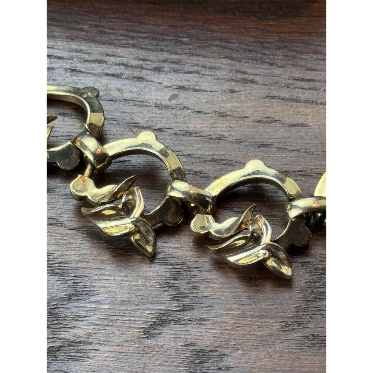 Vintage Tara Goldtone Floral Link Statement Necklace 15.5” x 1” Signed