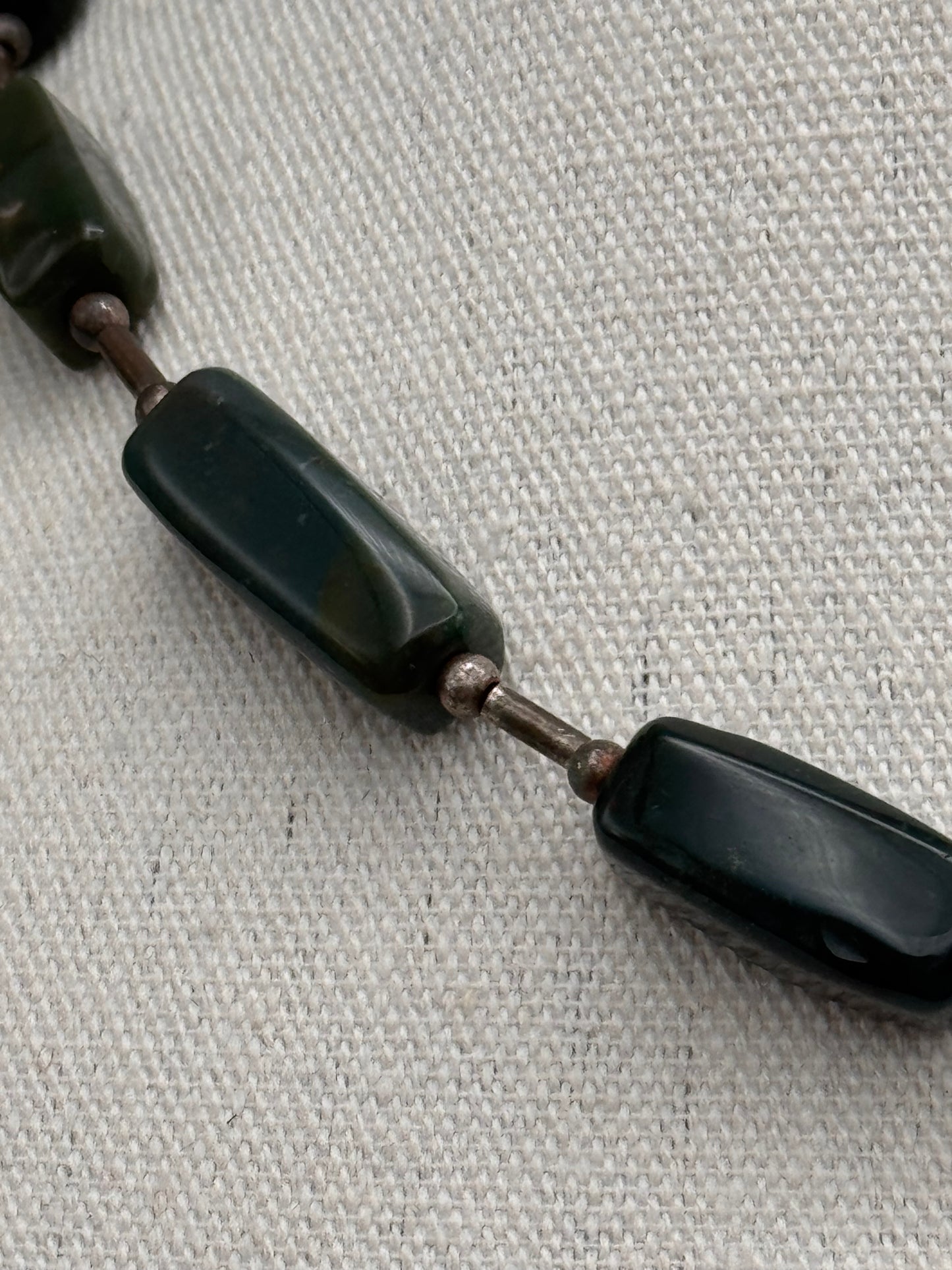 Vintage Jadite Style Necklace Green Bead 16”