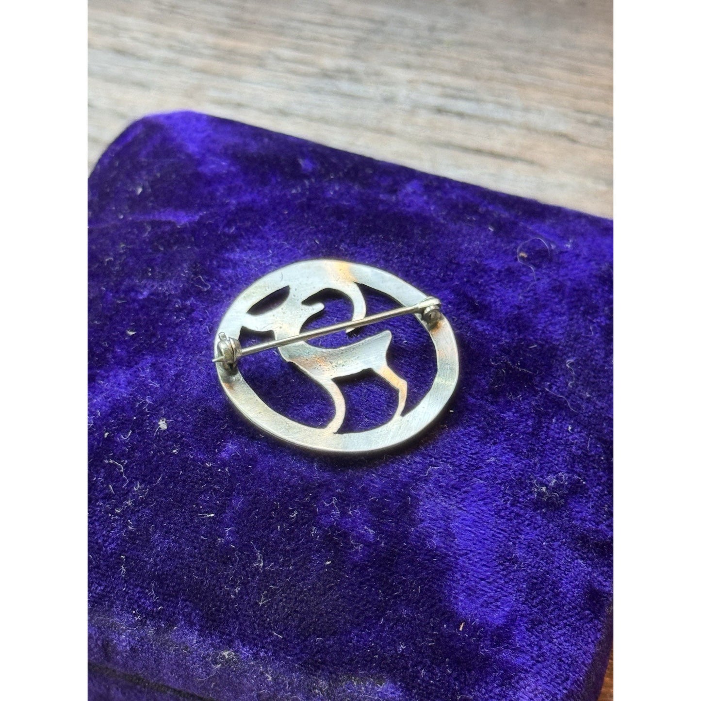 Vintage Silver Brooch 1 1/8” Handmade Modernist Deer Gazelle Tested Silver