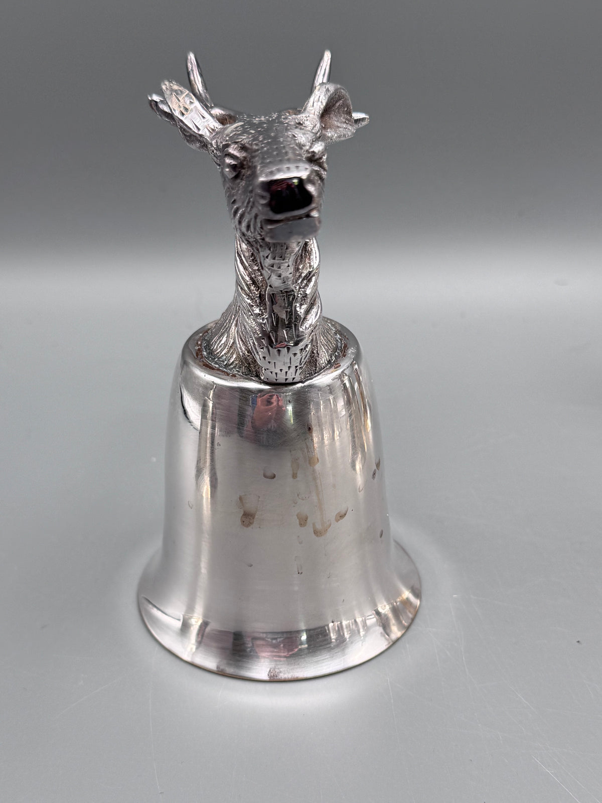 1 x Vintage Stag Head Stirrup Cup Goblet Silverplate Hunting Barware Shabby Old Money Style