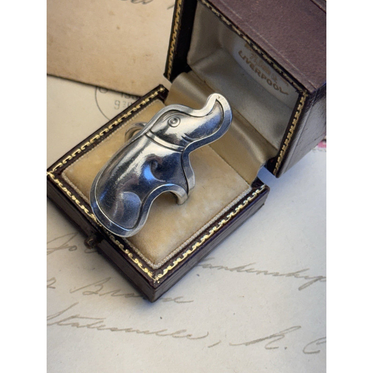 Silver Elephant Ring TESTED Thai Artisan Statement Adjustable Size 9