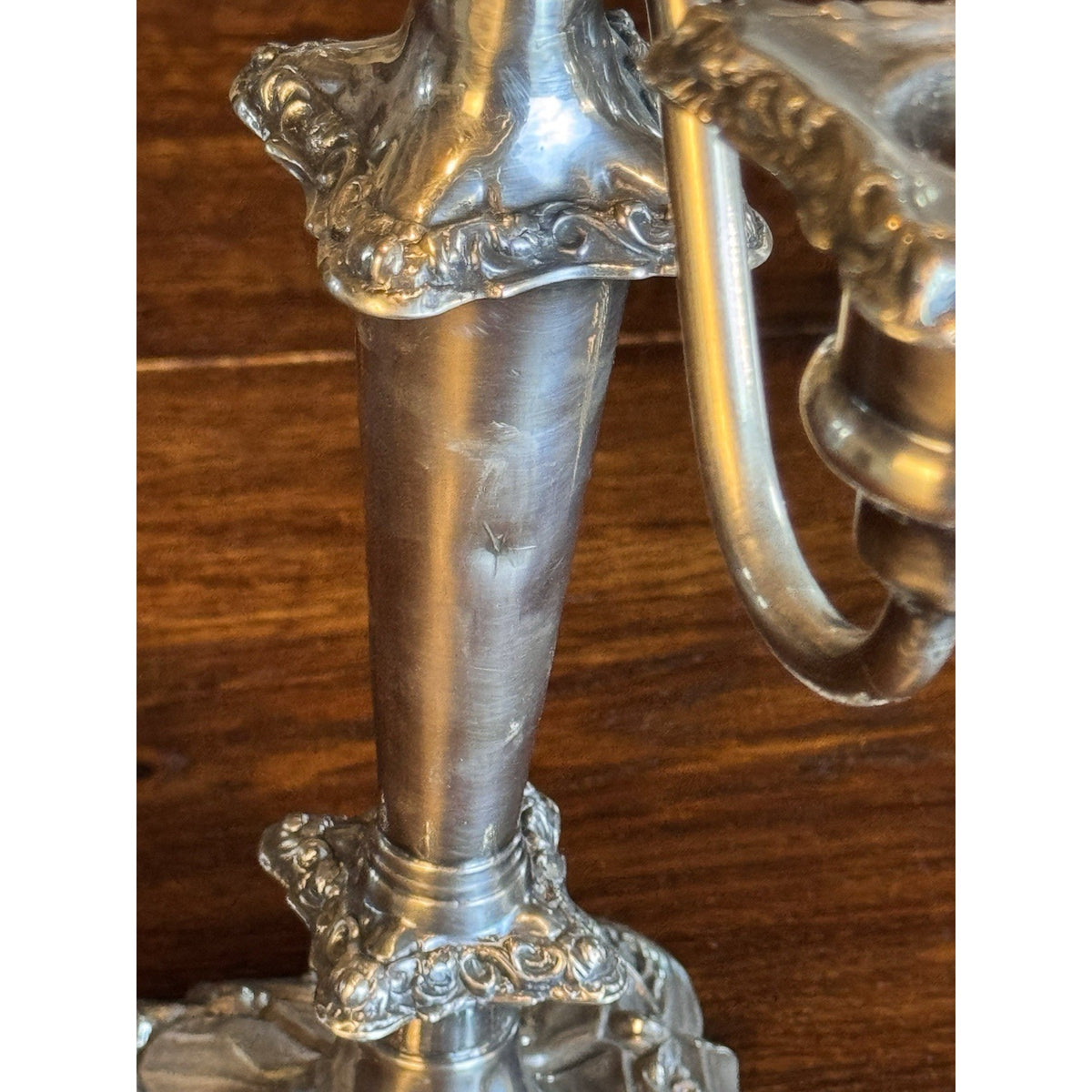 Silverplate Candelabra Pair Antique Repoussé 3-Light Ornate 12”h DENTS
