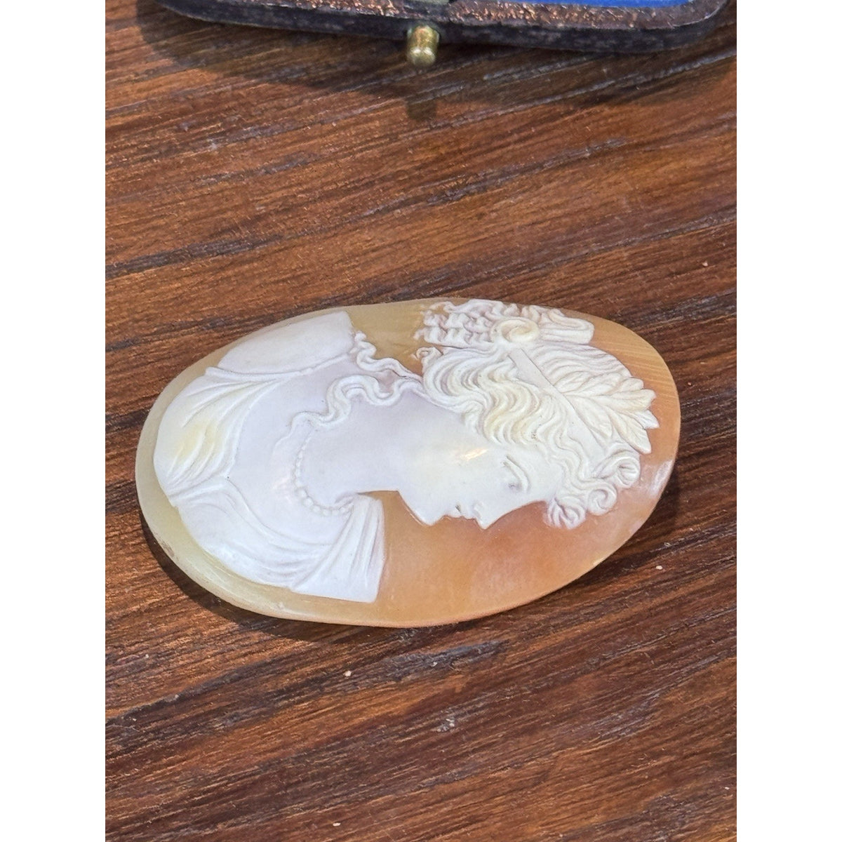 Victorian Shell Cameo Loose Carved Classical Woman Maiden Portrait 2” ANTIQUE
