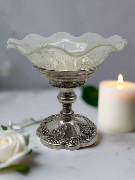 Vintage Silverplate Candle Stick  CONVERTS Pillar Candle Holder Bowl Stand