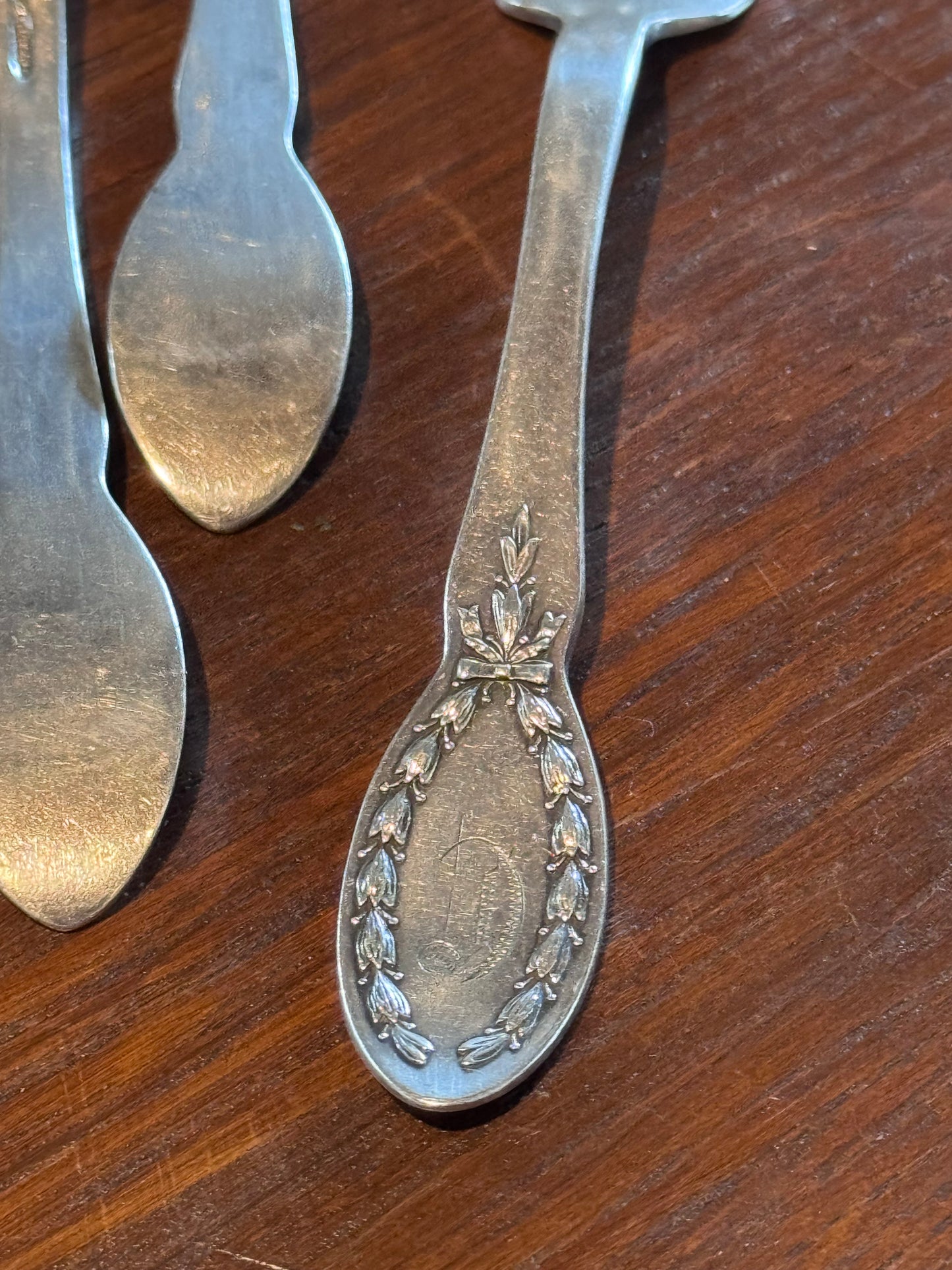 Silverplate Salad Forks Set of 5 Diana by Alvin- 1910 Monogram D 6” Vintage Flatware