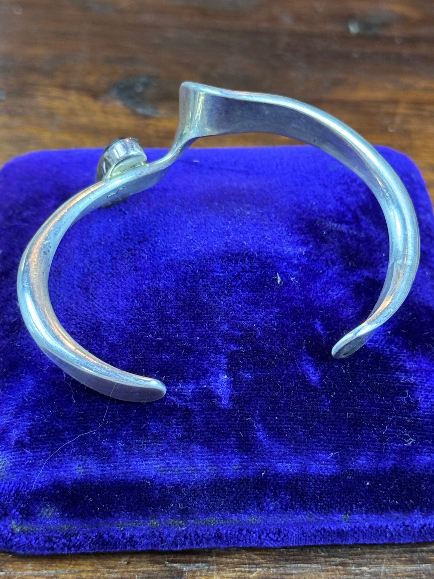 Vintage Sterling Silver Onyx Cuff Bracelet Navajo JH Signed Modernist 33.7g