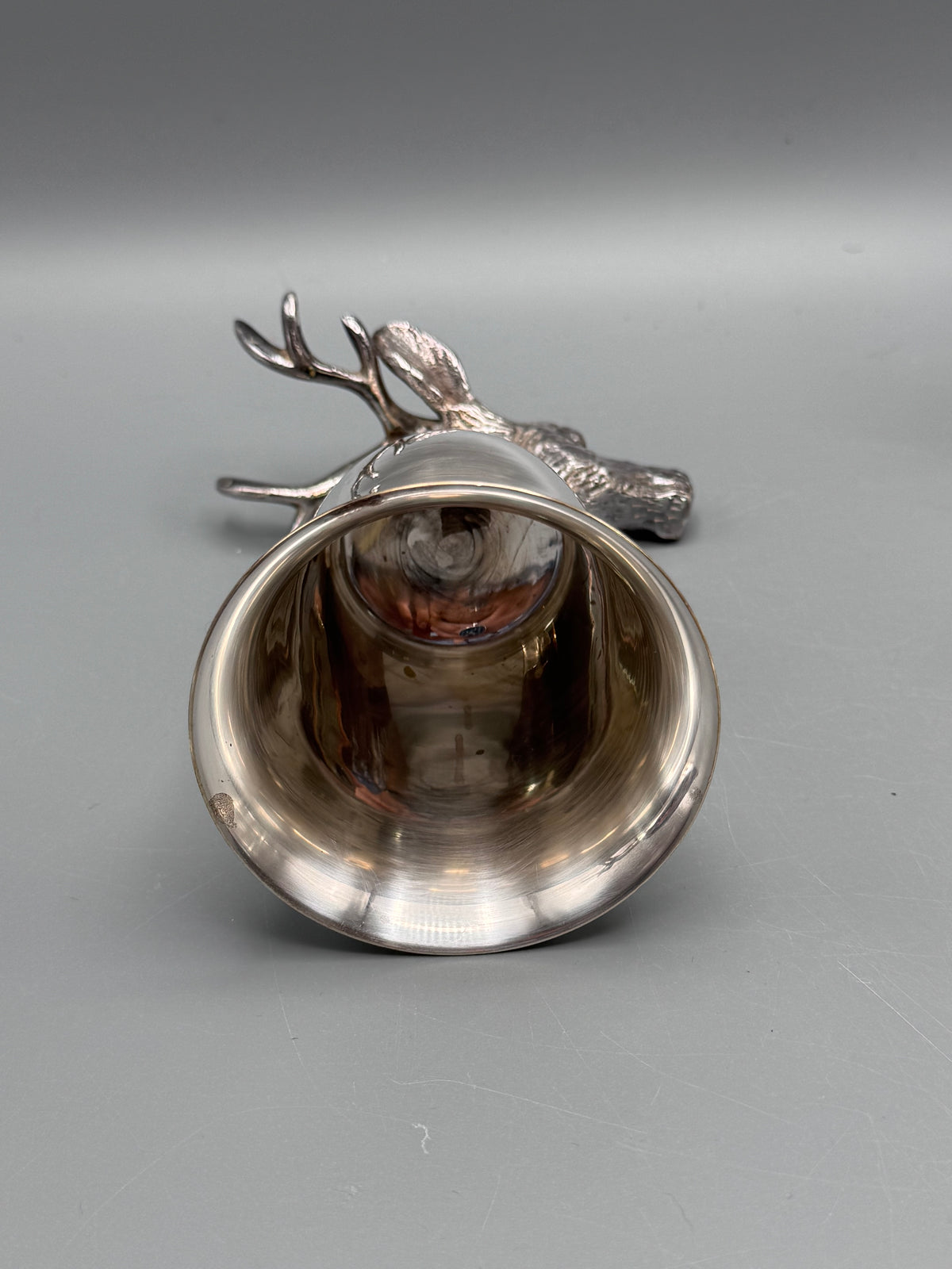 1 x Vintage Stag Head Stirrup Cup Goblet Silverplate Hunting Barware Shabby Old Money Style