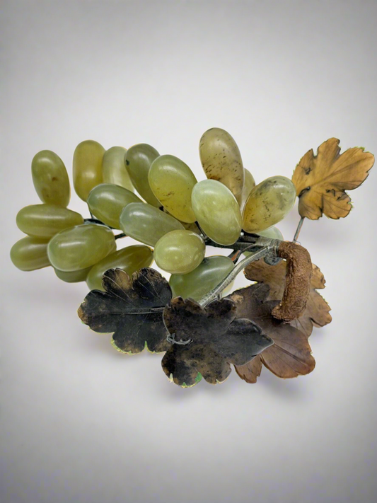 Vintage Grape Alabaster Jade Stone Cluster Darker Grapes