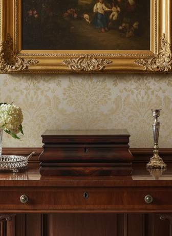 Antique Georgian Style Wooden Chest With Mirror Lined in Red Velvet circa 11.5” x 7.75” x 5.25”