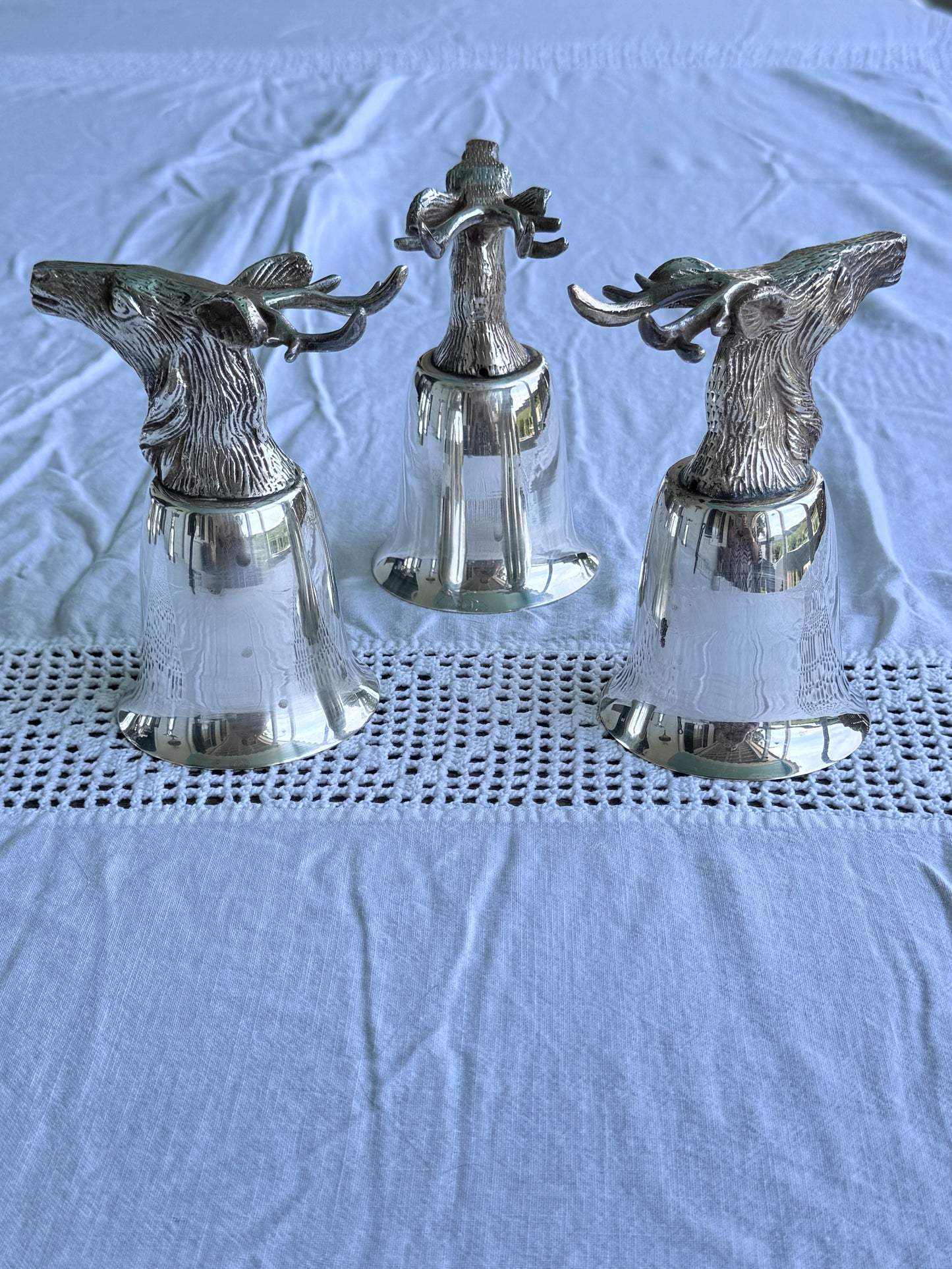 1 x Vintage Stag Head Stirrup Cup Goblet Silverplate Hunting Barware Shabby Old Money Style