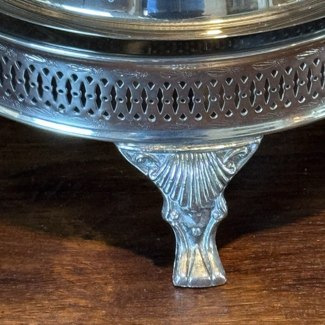 Silverplate Covered Serving Dish Marinex Glass Insert Footed