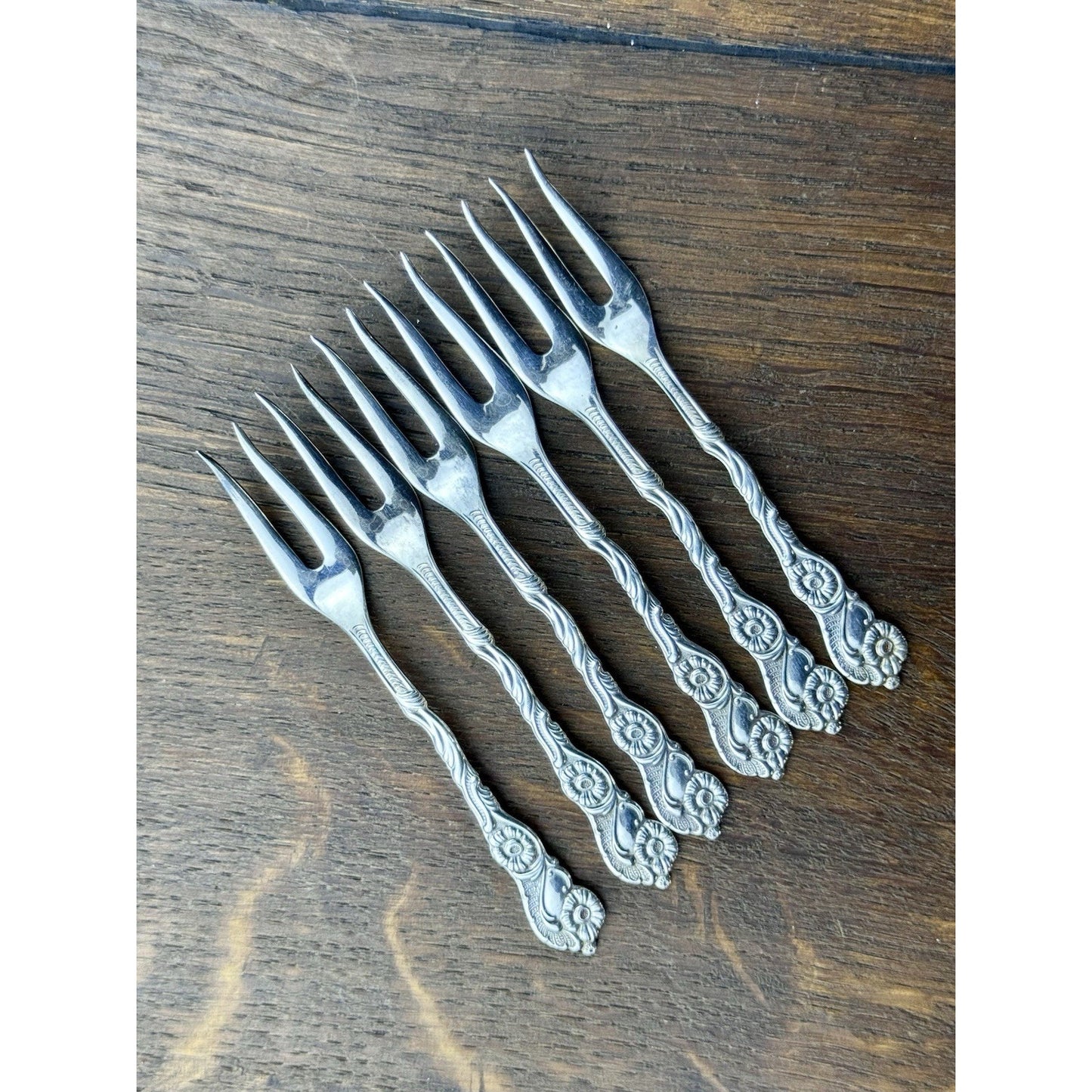 Vintage Nils Johan Hors d’Oeuvres Forks Set 6 EPNS Sweden Silverplate