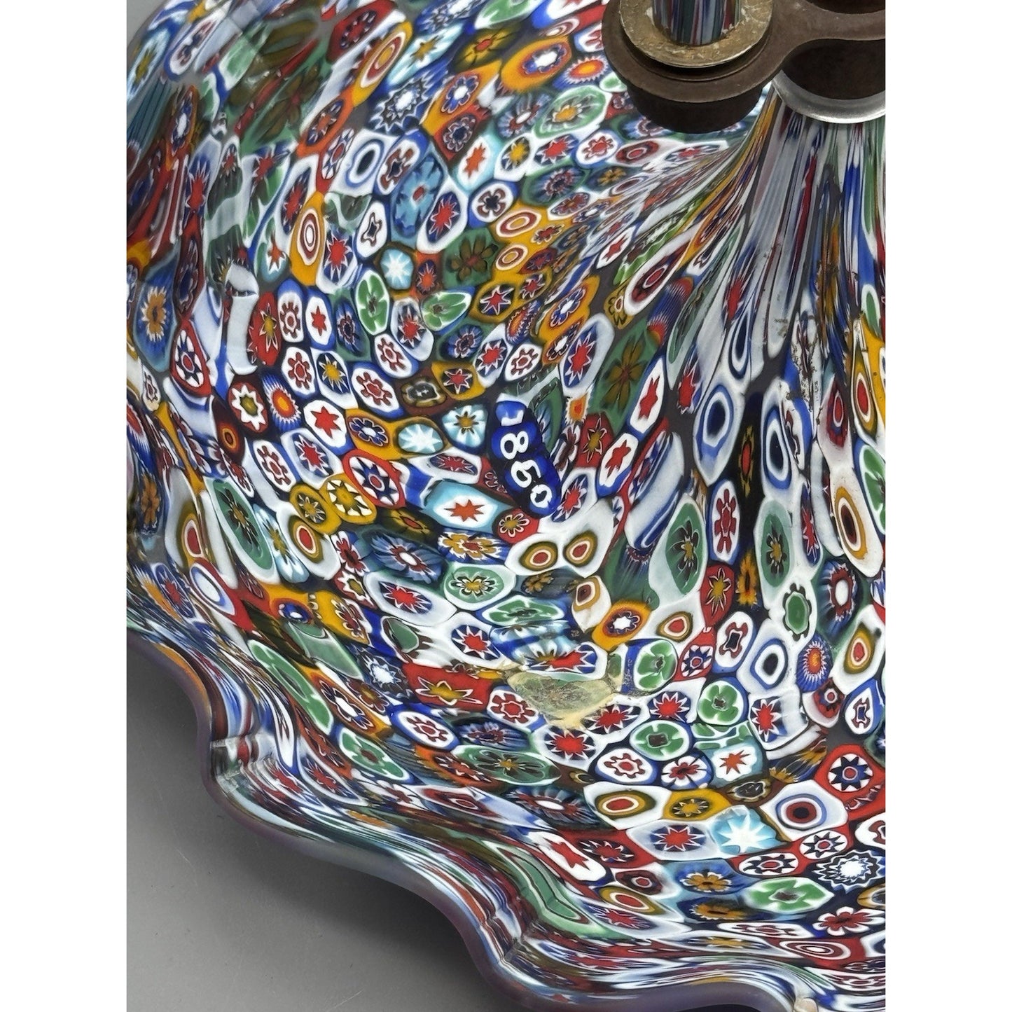 Murano Millefiori Epergne Art Glass 3 Horn Centerpiece Vase 1860 Cane 11.5”