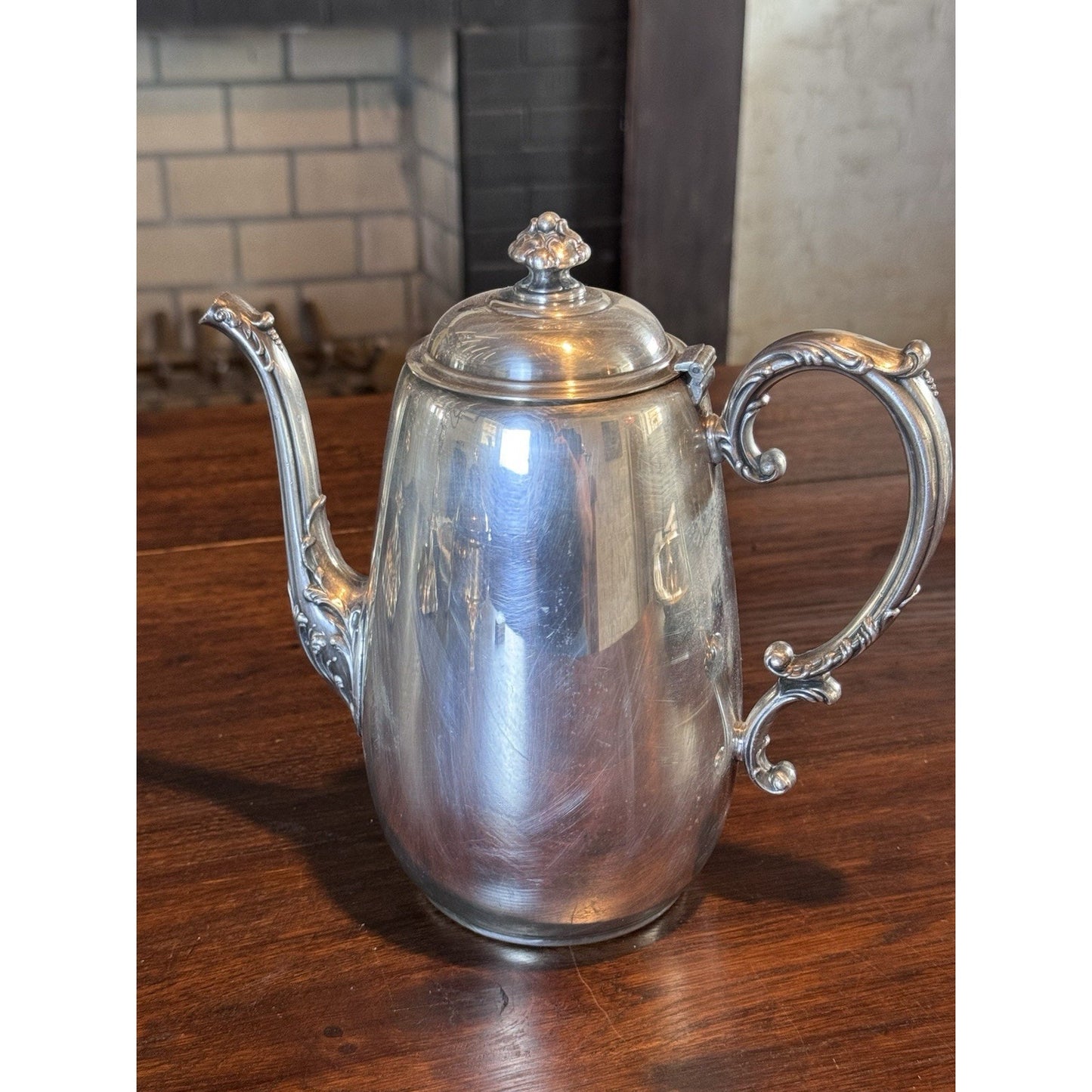 Silverplate Coffee Pot WM Rogers Vintage Hollowware Tea Server 8.5”