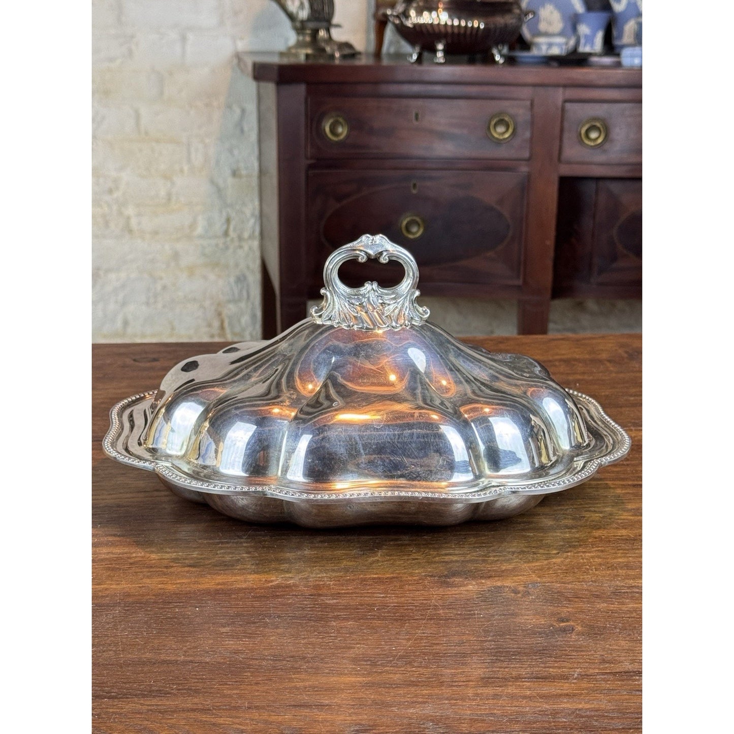 Vintage Silverplate English Style Covered Entrée Dish Chippendale 13”