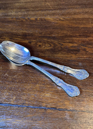 Silverplate Serving Spoons Rockford Silver Plate Co Rose Pair Monogram N 8”