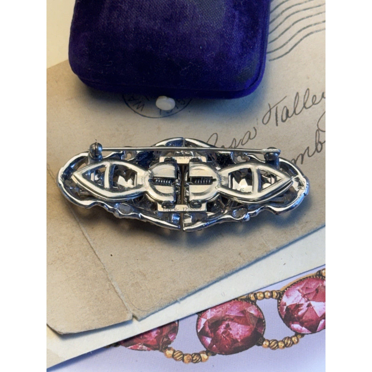 Coro DUETTE Dress Clip Brooch Art Deco Rhinestone Patent 179886