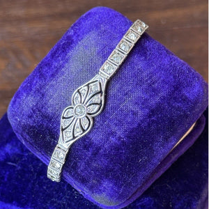 Antique Art Deco Sterling Rhinestone Tennis Bracelet Pat. 9.15.25 6.75”