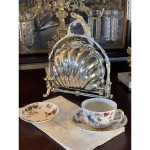 Victorian Style Silverplate Shell Biscuit Box Ornate Folding Server F.B. Rogers 10.5” READ‼️