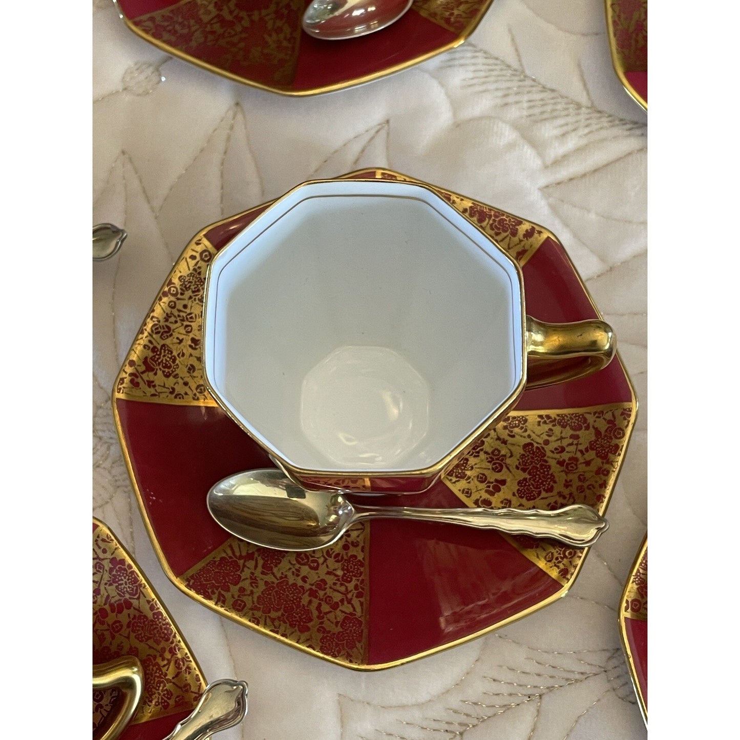 ART DECO Picnic Boxed GIFT Tea Set Sterling Spoons Mappin & Webb & Royal Doulton