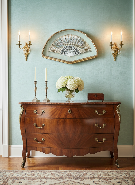 Vintage Hand Fan in Shadow Box circa 25” by 16.5” by 2.5” ESTATE FIND