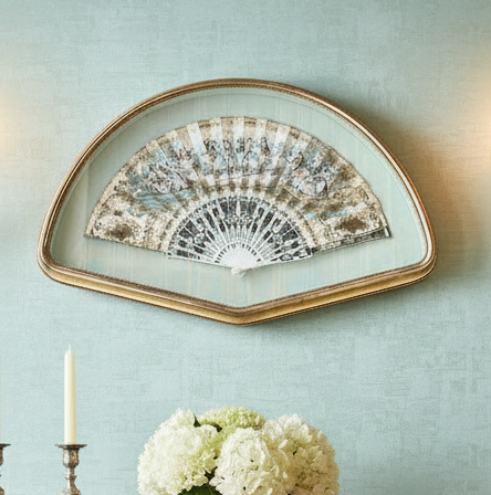 Vintage Hand Fan in Shadow Box circa 25” by 16.5” by 2.5” ESTATE FIND