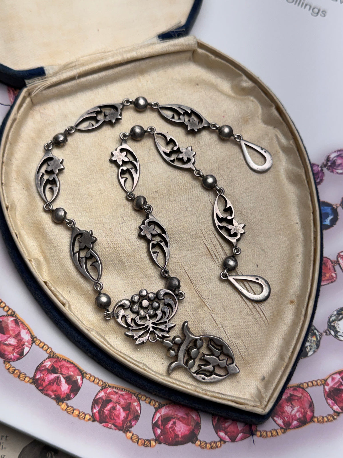 FRENCH Georgian Style Crown Saint Esprit Antique Foiled Paste Festoon Necklace