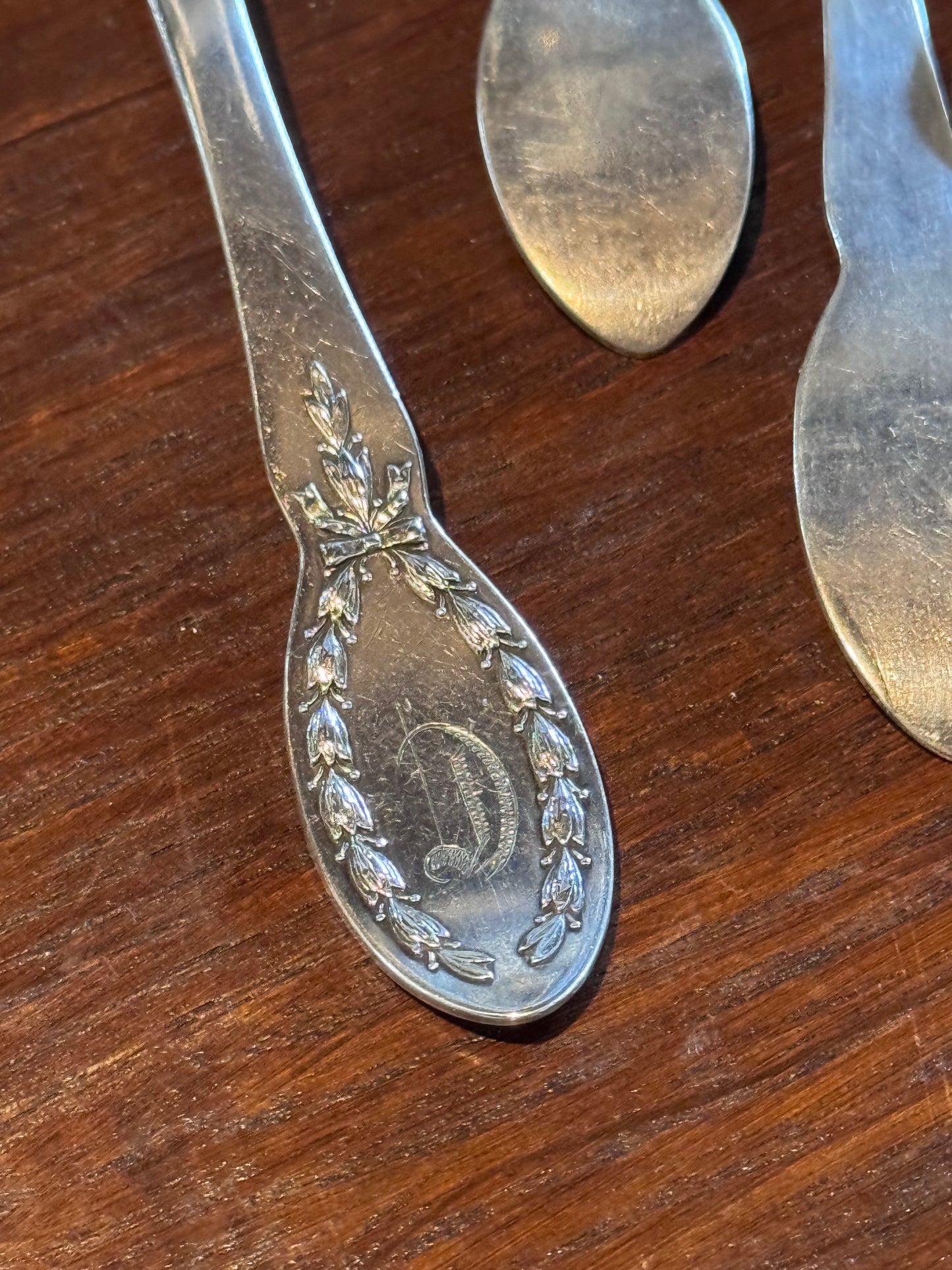 Silverplate Salad Forks Set of 5 Diana by Alvin- 1910 Monogram D 6” Vintage Flatware