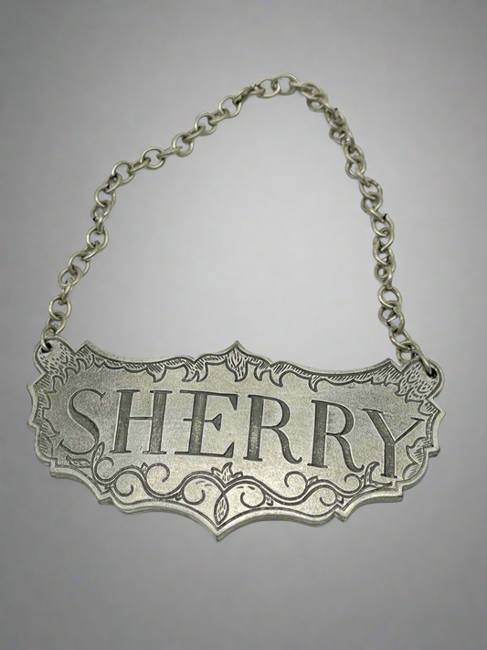 STIEFF Pewter Sherry Hanging Decanter Label Historic Newport APPROVED