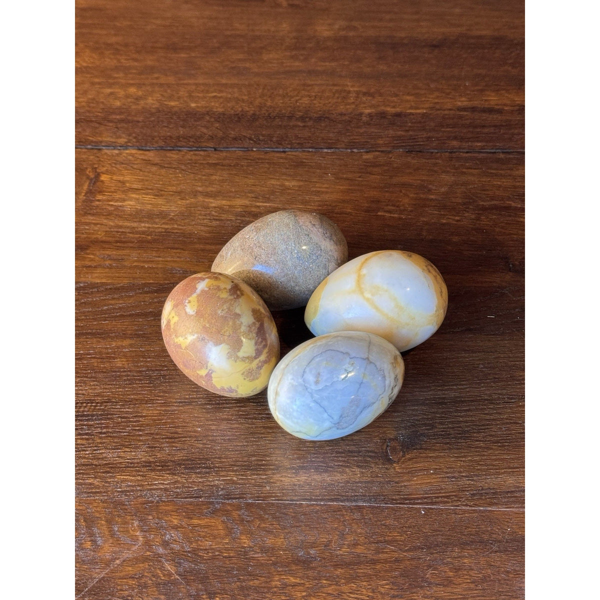 Alabaster Marble Stone Eggs Set of 4 Multicolor Polished Home Decor 3” Set A