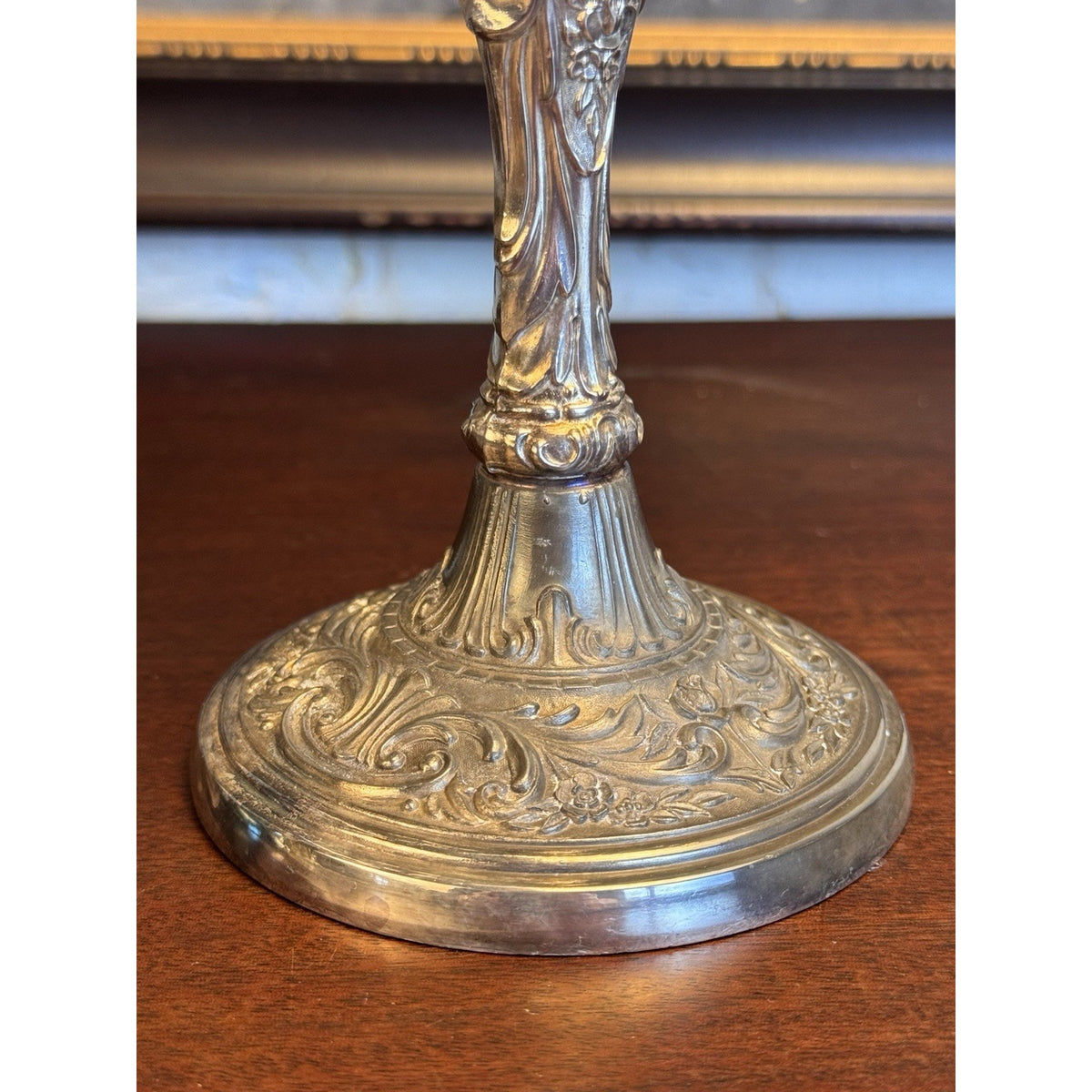 Candelabra Pair Silverplate WM Rogers 3 Light Ornate Floral Scroll Vintage 10”