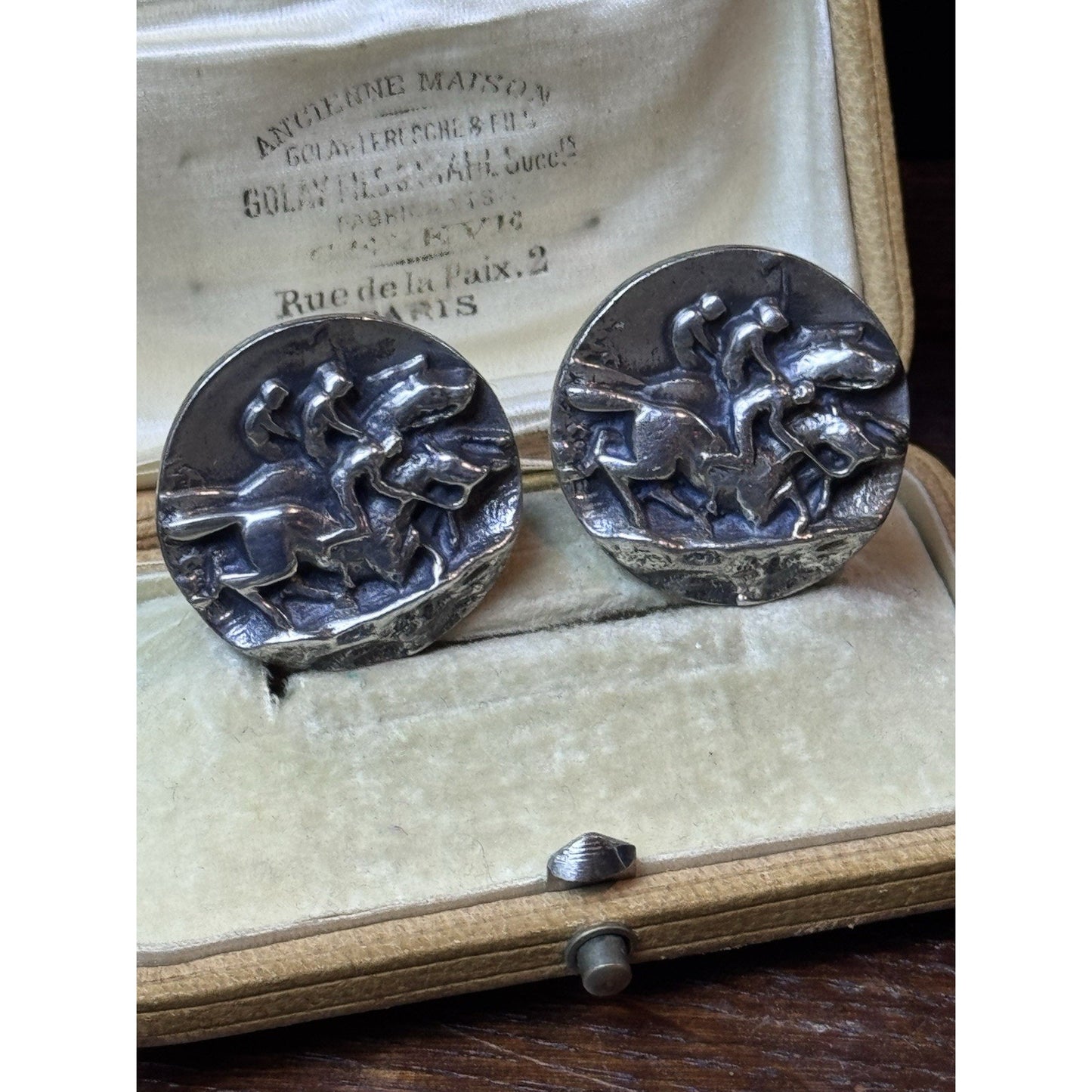 Vintage Sterling Horse Racing Cufflinks Equestrian Kentucky Derby Jockey 30g