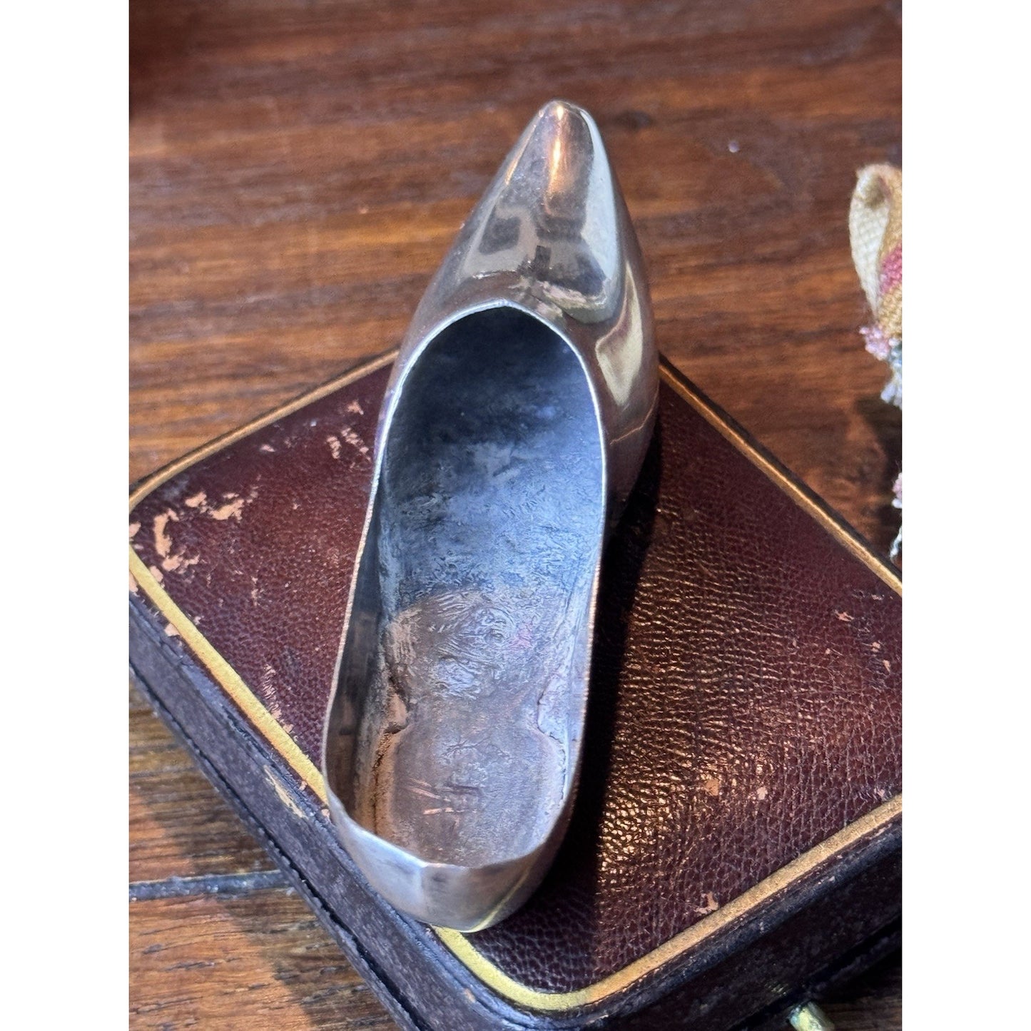 Vintage Sterling Silver Shoe Pin Cushion 3.5” Weighted Sewing Collectible