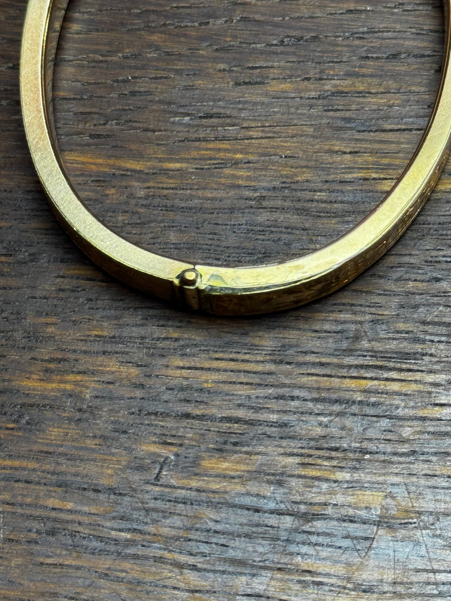Antique Gold Filled Hinged Bangle Bracelet Safety Chain Engraved 6.5”