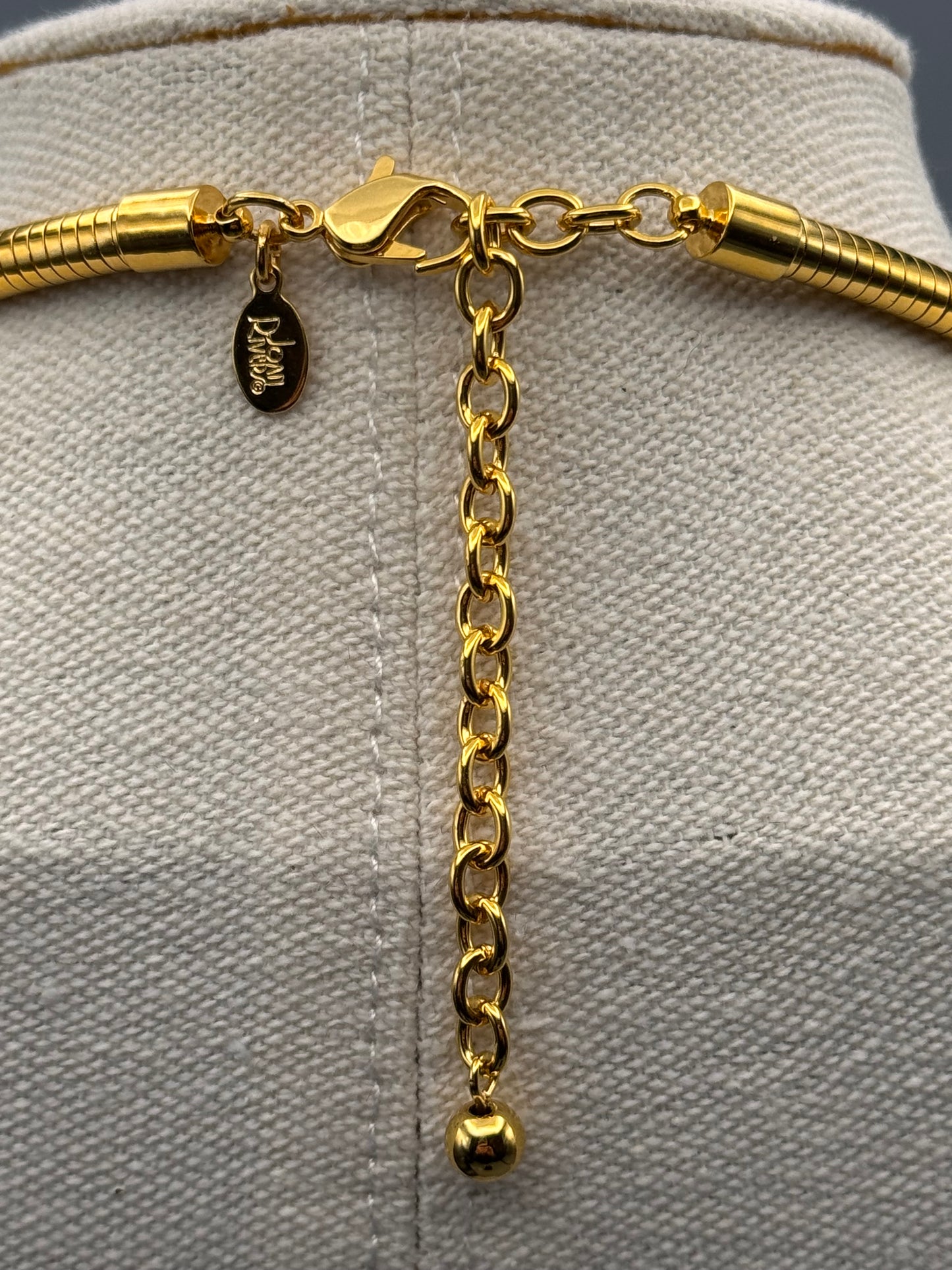 Vintage Joan Rivers Necklace Snake Chain Goldtone Rhinestone Charms 19”