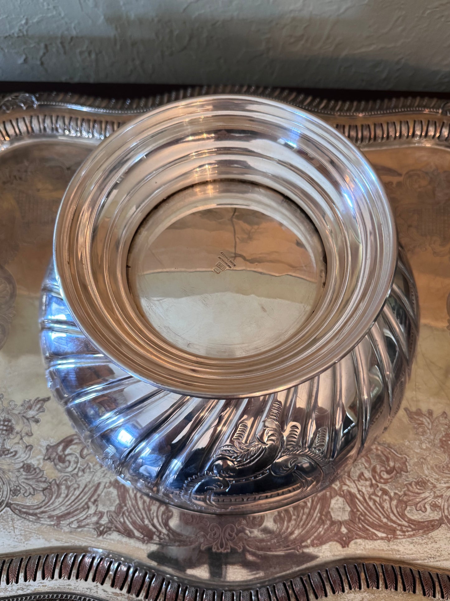 Sheffield IFS Silverplate Punch Bowl 12.25” Vintage English Serving Bowl Made in England