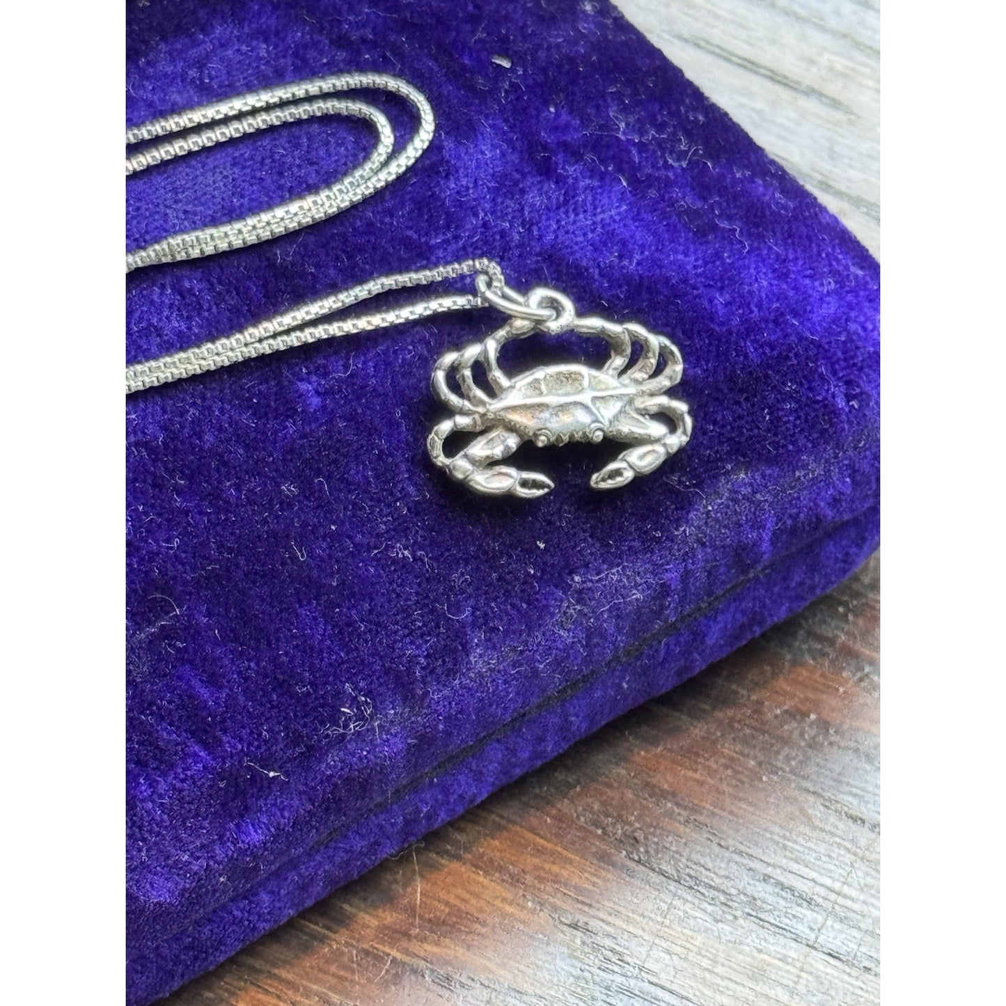Sterling Silver Cancer Crab Pendant Necklace 18” Italy 925 Zodiac .75”