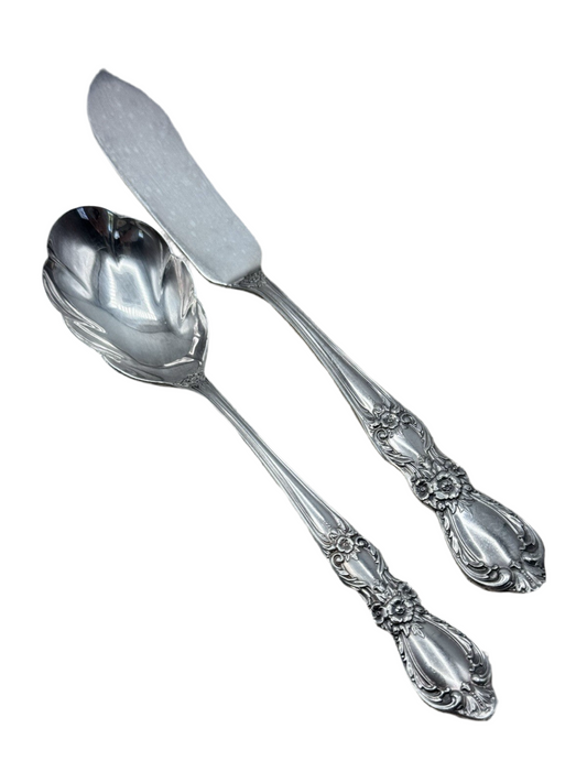 Antique Style Silverplate HERITAGE 1953 Set Butter Knife & Sugar Shell Spoon