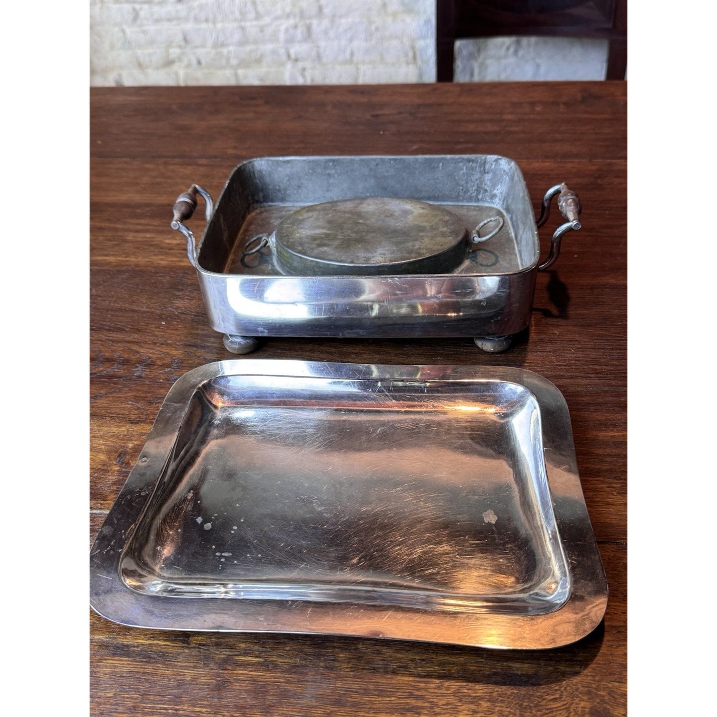 Antique Old Sheffield Silver on Copper Food Warmer 12.25” Georgian Victorian